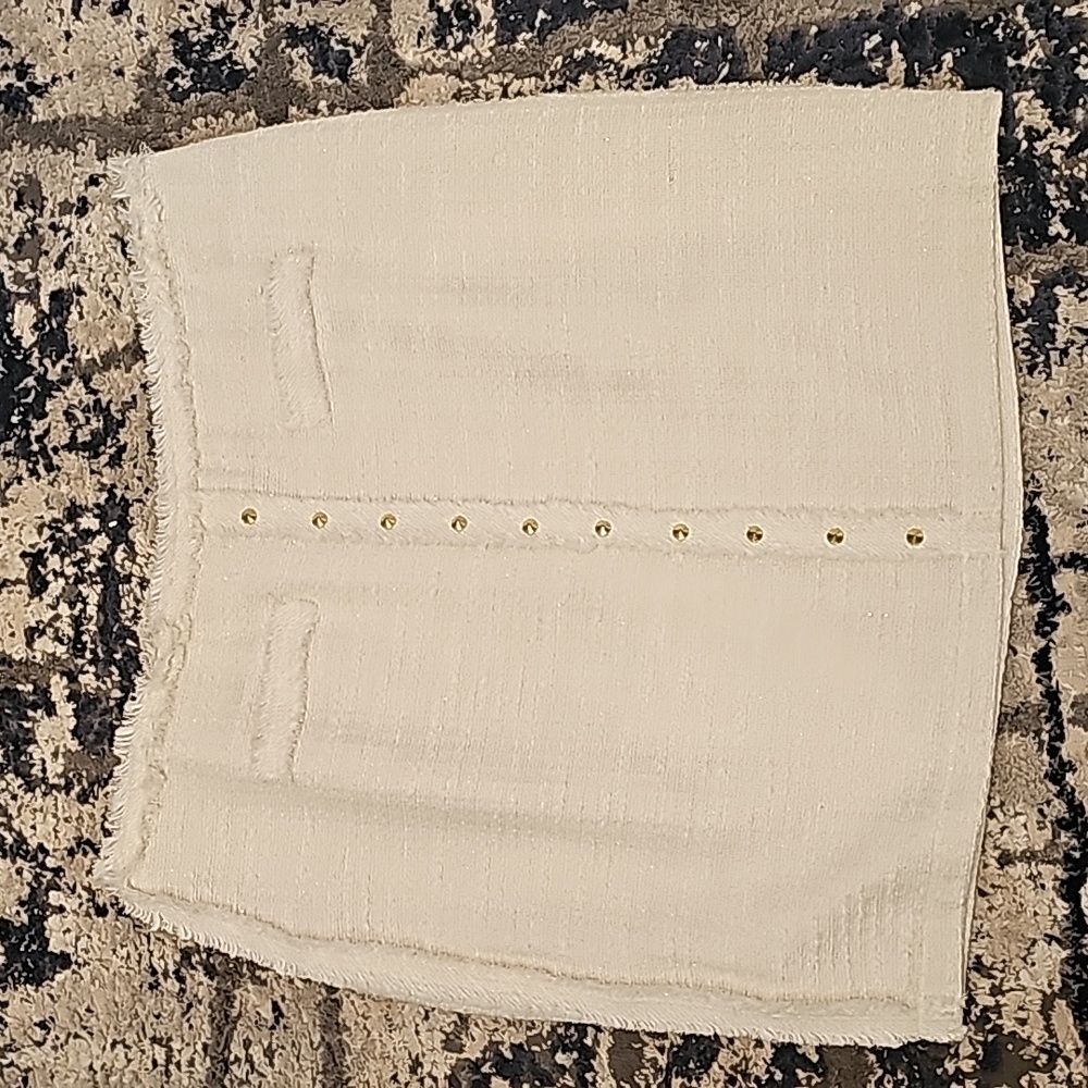 Jennifer Lopez pencil skirt studded ivory fringe size 14